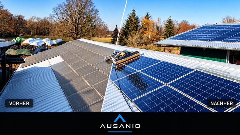 Vorher-Nachher-Vergleich einer Solaranlage auf Scheunendach